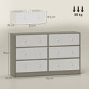 HOMCOM Chest of Drawers, 6 Drawer Dresser for Bedroom