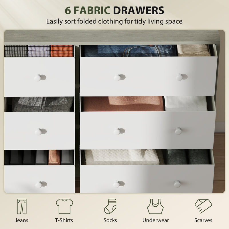 HOMCOM Chest of Drawers, 6 Drawer Dresser for Bedroom