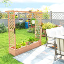 Outsunny Raised Bed for Garden with Trellis, Natural