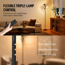 HOMCOM RGB Floor Lamp With 3 Rotatable Head, Modern Standing Lamp, Black