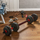 HOMCOM 15 kg Adjustable 2 in 1 Barbell Dumbbells Weight Set for Body Fitness