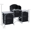 Outsunny Folding Camping Kitchen Portable Cooking Table Picnic Storage Cabinet