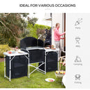Outsunny Folding Camping Kitchen Portable Cooking Table Picnic Storage Cabinet
