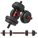 HOMCOM 15 kg Adjustable 2 in 1 Barbell Dumbbells Weight Set for Body Fitness