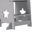 AIYAPLAY 2-in-1 Toddler Step Stool With Safety Rail For Kitchen, Grey