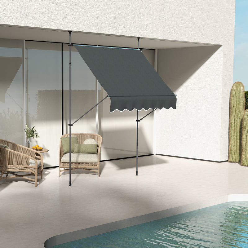 Outsunny Freestanding Retractable Awning, Non-Screw Garden Awning