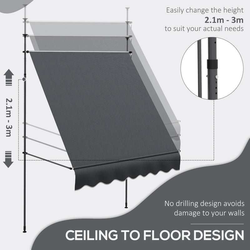 Outsunny Freestanding Retractable Awning, Non-Screw Garden Awning