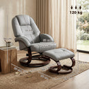 HOMCOM Recliner Chair With Footstool, Swivel Recliner Armchair, Grey