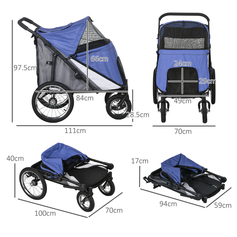 PawHut Foldable Pet Stroller With Cushion, For M, L Dogs