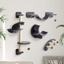 PawHut 4-Piece Cat Wall Furniture w/ Hammock, Ladder, Platforms - Dark Grey