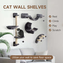 PawHut 4-Piece Cat Wall Furniture w/ Hammock, Ladder, Platforms - Dark Grey