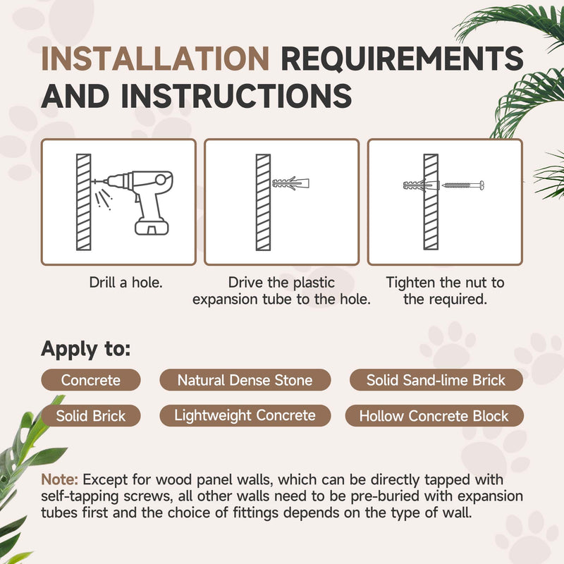 PawHut 4-Piece Cat Wall Furniture w/ Hammock, Ladder, Platforms - Dark Grey