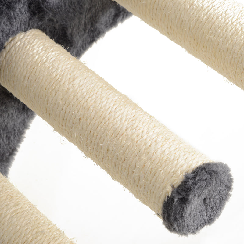 PawHut 4-Piece Cat Wall Furniture w/ Hammock, Ladder, Platforms - Dark Grey