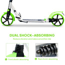 HOMCOM Folding Kick Scooter with Big Wheels for 14+ Teens Adult, Green