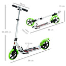 HOMCOM Folding Kick Scooter with Big Wheels for 14+ Teens Adult, Green
