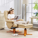 HOMCOM Recliner Chair And Footstool PU Leather Wooden Base, Beige