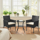 Outsunny 3 Piece Rattan Bistro Set with 2 Tier Glass-Top Table, Chairs