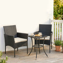 Outsunny 3 Piece Rattan Bistro Set with 2 Tier Glass-Top Table, Chairs