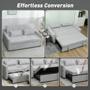 HOMCOM 2 Seater Sofa Bed, Convertible Pull Out Bed Settee, Light Grey