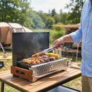 Outsunny Charcoal BBQ Grill Folding Barbecue Grill for Camping Black