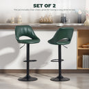 HOMCOM Barstools Set Of 2, Dining Stools With Backrest And Footrest