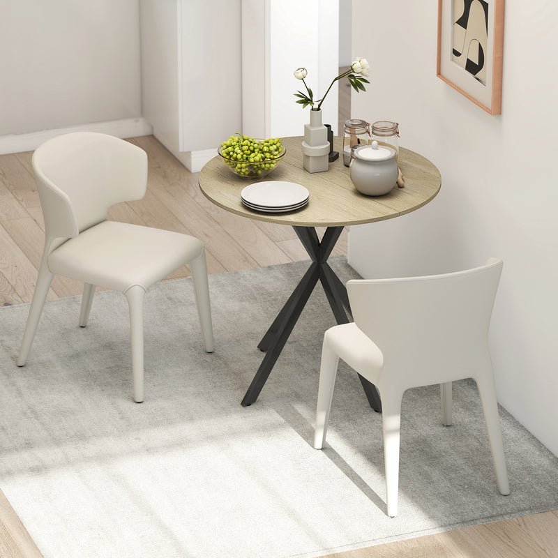 HOMCOM 80cm Round Dining Table, Industrial Kitchen Table with Steel Legs