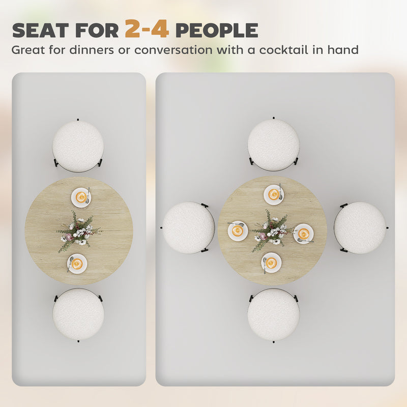 HOMCOM 80cm Round Dining Table, Industrial Kitchen Table with Steel Legs