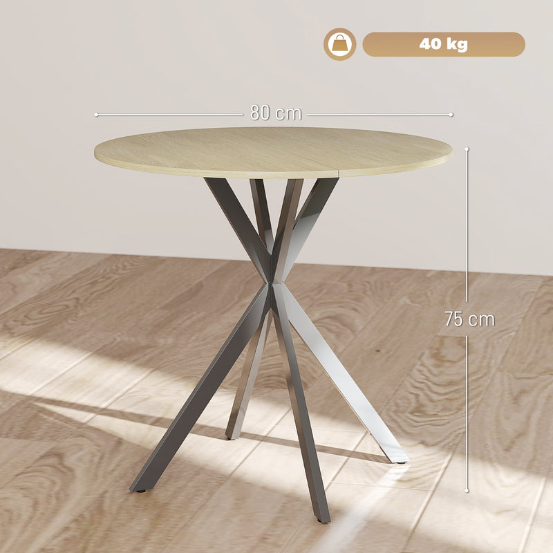 HOMCOM 80cm Round Dining Table, Industrial Kitchen Table with Steel Legs