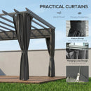 Outsunny 3.6 x 3 m Aluminium Pergola with Retractable Roof Canopy, Curtains
