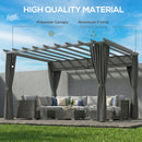 Outsunny 3.6 x 3 m Aluminium Pergola with Retractable Roof Canopy, Curtains