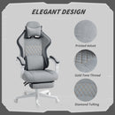 HOMCOM Printed Velvet Computer Recliner Chair with Adjustable Height, Grey