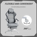 HOMCOM Printed Velvet Computer Recliner Chair with Adjustable Height, Grey