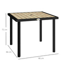 Outsunny Garden Table for 4 Person with 5.4cm Parasol Hole