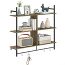 HOMCOM Wall Shelf Unit with 4 Hooks for Living Room