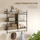 HOMCOM Wall Shelf Unit with 4 Hooks for Living Room