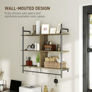 HOMCOM Wall Shelf Unit with 4 Hooks for Living Room