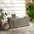 Outsunny Outdoor Coffee Table, Glass Top Rattan Side Table
