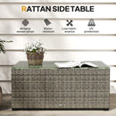 Outsunny Outdoor Coffee Table, Glass Top Rattan Side Table