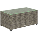 Outsunny Outdoor Coffee Table, Glass Top Rattan Side Table