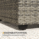 Outsunny Outdoor Coffee Table, Glass Top Rattan Side Table