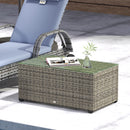 Outsunny Outdoor Coffee Table, Glass Top Rattan Side Table