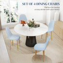 HOMCOM Dining Chairs Set of 4 w/ Curved Back, Steel Legs, Light Blue