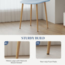 HOMCOM Dining Chairs Set of 4 w/ Curved Back, Steel Legs, Light Blue