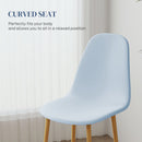 HOMCOM Dining Chairs Set of 4 w/ Curved Back, Steel Legs, Light Blue