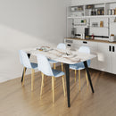 HOMCOM Dining Chairs Set of 4 w/ Curved Back, Steel Legs, Light Blue