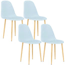 HOMCOM Dining Chairs Set of 4 w/ Curved Back, Steel Legs, Light Blue