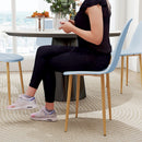 HOMCOM Dining Chairs Set of 4 w/ Curved Back, Steel Legs, Light Blue