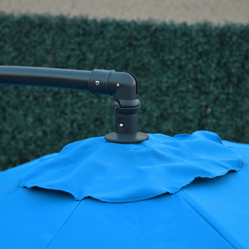 Outsunny 3(m) Garden Banana Parasol Cantilever Umbrella w/ Cross Base, Blue