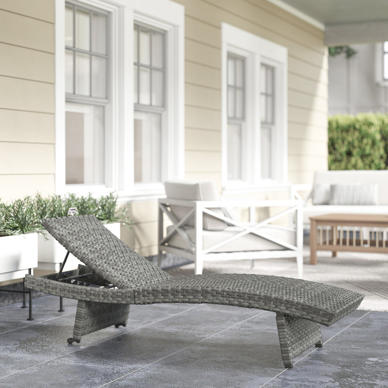 Outsunny PE Rattan Sun Lounger with 4-Level Adjustable Backrest