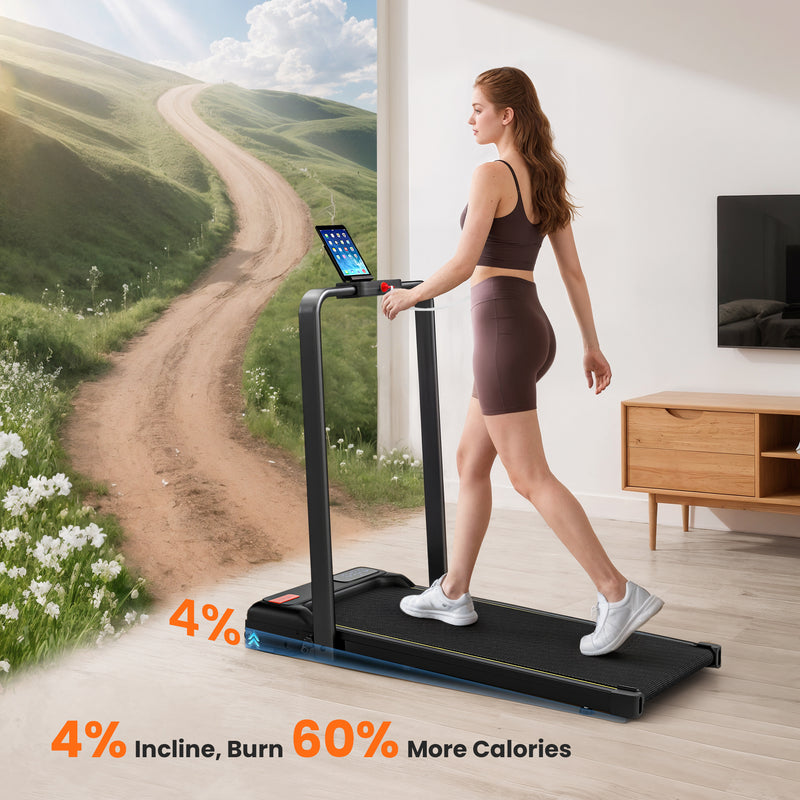 SPORTNOW Folding Treadmill Under Desk Walking Pad with Incline